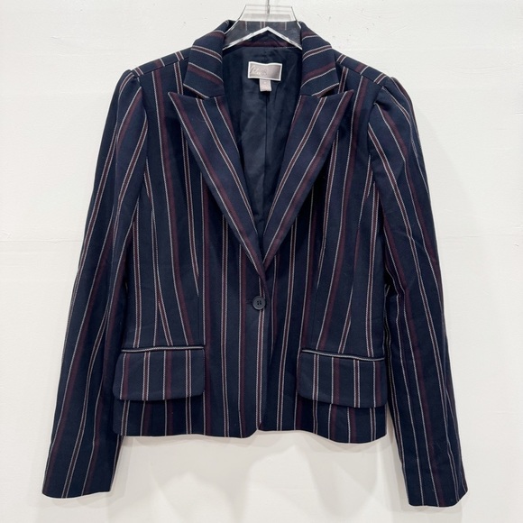 Chelsea28 One Button Stripe Blazer Jacket Medium Navy Blue - Picture 1 of 6